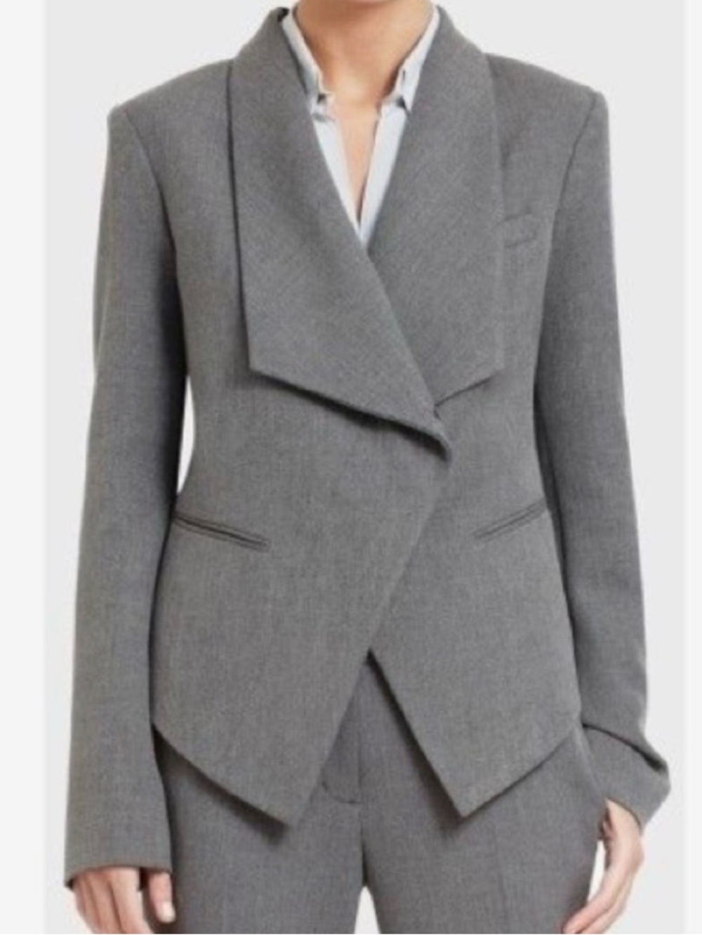 BCBGMaxAzria Gray Asymmetrical Draped Blazer